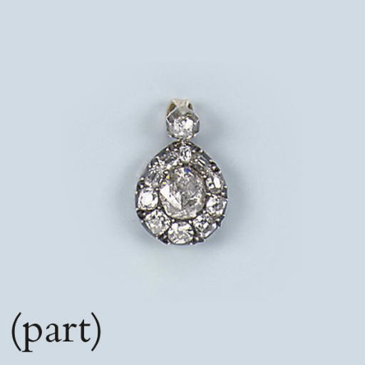 AN ANTIQUE ROSE-CUT DIAMOND PENDANT AND RING