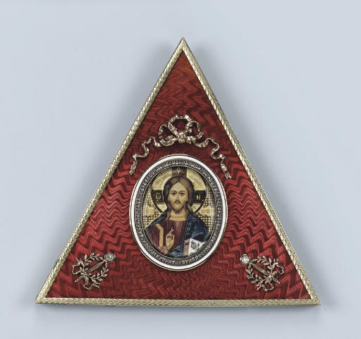 A RUSSIAN ENAMEL AND DIAMOND PHOTOFRAME