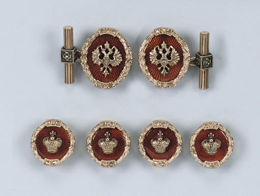 A RUSSIAN ENAMEL AND ROSE-CUT DIAMOND DRESS-SET
