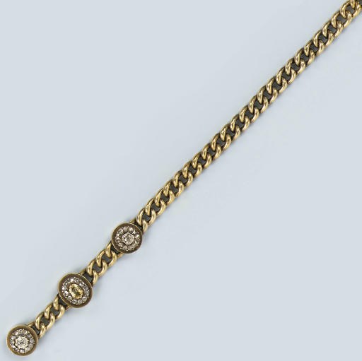 AN ANTIQUE RUSSIAN SAPPHIRE AND DIAMOND BRACELET