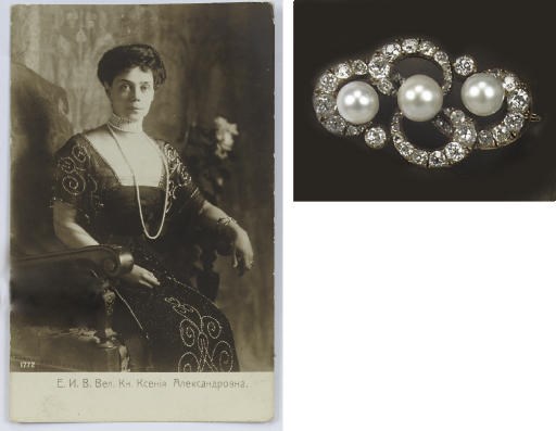 AN ANTIQUE RUSSIAN NATURAL PEARL AND DIAMOND BROOCH, BY FRIEDERICH KÖCHLI
