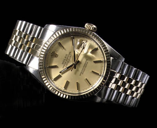 A STAINLESS STEEL AND GOLD AUTOMATIC WATER-RESISTANT WRISTWATCH WITH SWEEP CENTRE SECONDS AND DATE, BY ROLEX
