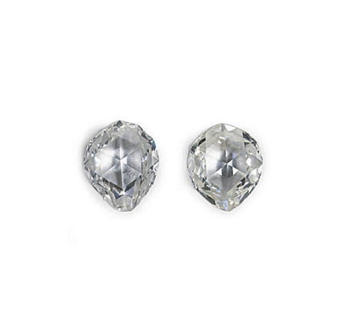 A PAIR OF UNMOUNTED ROSE-CUT DIAMONDS