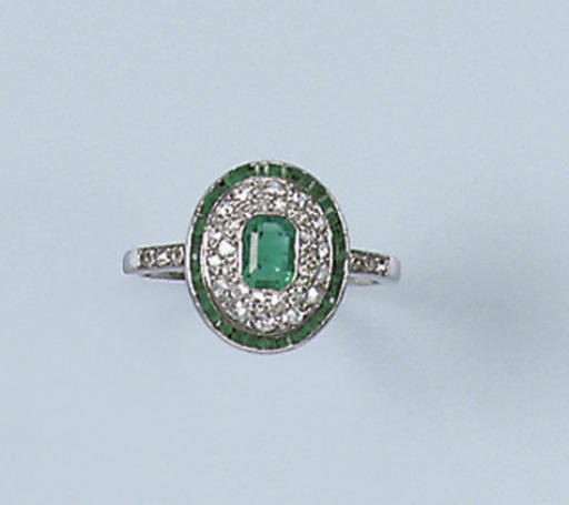 AN EMERALD AND DIAMOND RING