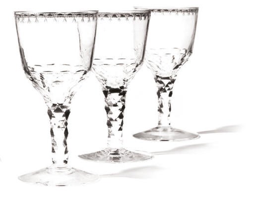 A SET OF THREE LARGE WINE GLASSES