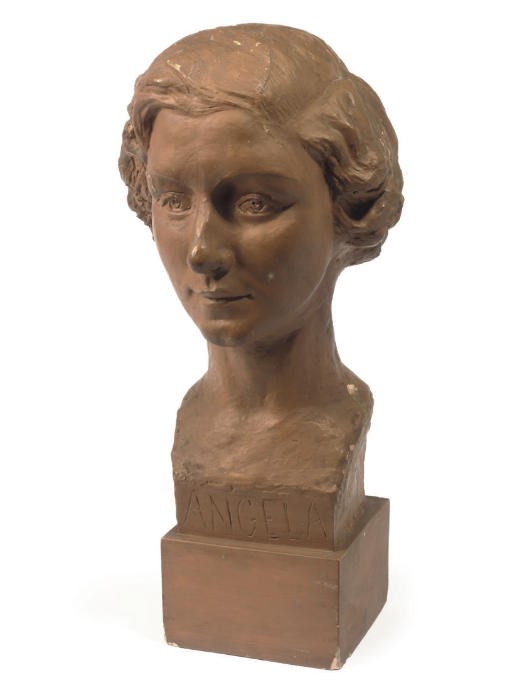 A PAINTED PLASTER BUST OF THE HON. MRS. ANGELA LASCELLES