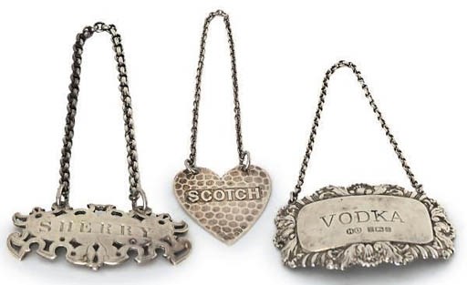 THREE SILVER WINE LABELS