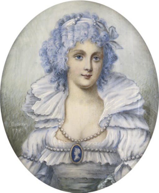 FIVE DECORATIVE MINIATURES OF LADIES INCLUDING LADY HOWARD