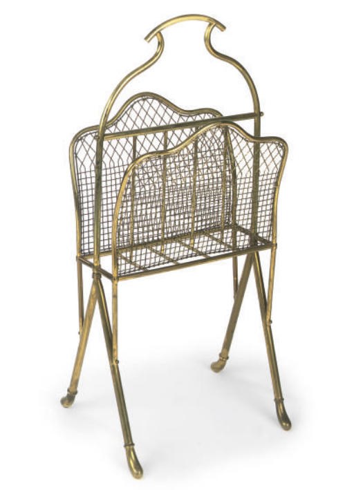 A VICTORIAN LACQUERED BRASS MAGAZINE STAND