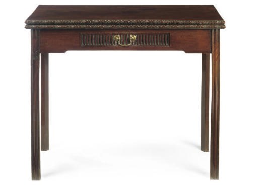 A GEORGE III MAHAOGANY TEA TABLE