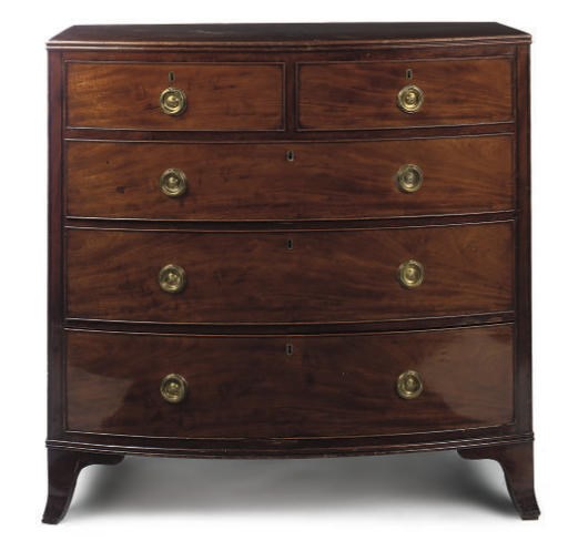A REGENCY MAHOGANY BOW FRONT CHEST