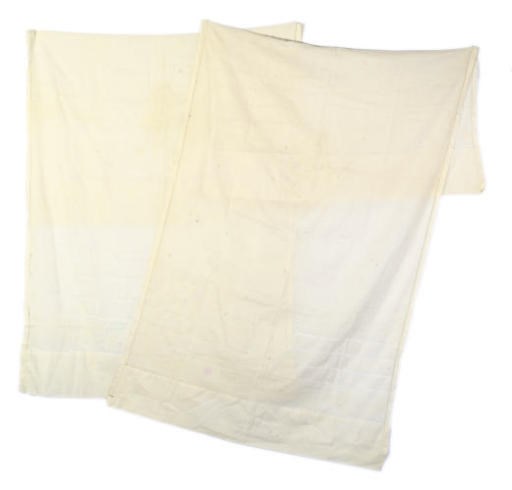KING GEORGE V'S AND QUEEN MARY'S PILLOW COVERS A PAIR OF FINE COTTON PILLOW COVERS