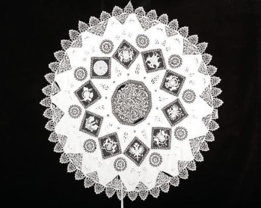 QUEEN MARY'S NEEDLELACE COVERS TWO NEEDLELACE COVERS, CIRCA 1900-1920