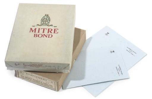 TWO BOXES OF PRINCESS MARY'S MITRE BOND WRITING PAPER