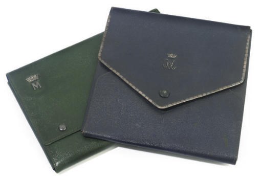 TWO SILVER MOUNTED LEATHER DRESSING TABLE WALLETS