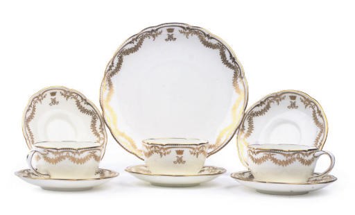 PRINCESS MARY'S TEA SERVICE A PARAGON CHINA MONOGRAMMED PART TEA SERVICE