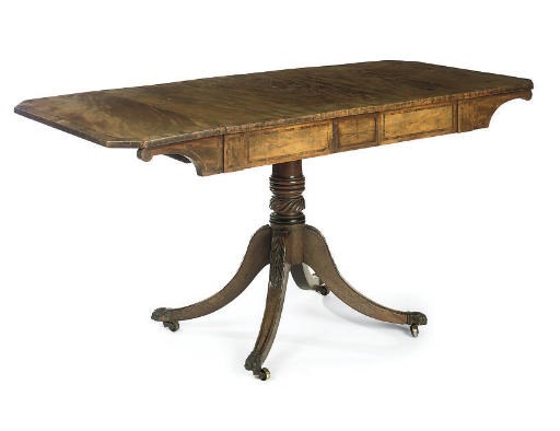 A REGENCY MAHOGANY AND ROSEWOOD CROSSBANDED SOFA TABLE