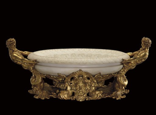 AN ORMOLU AND WHITE MARBLE CENTREPIECE