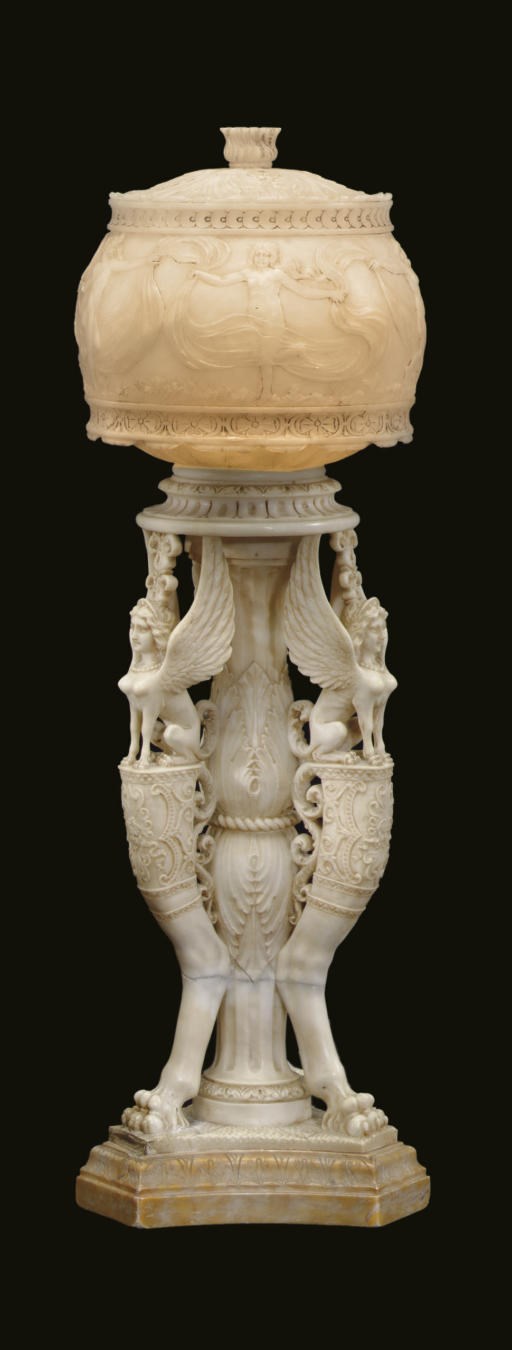 AN ITALIAN ALABASTER TABLE-LAMP