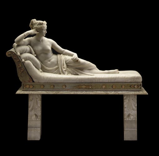 AN ITALIAN MARBLE FIGURE OF PAOLINA BORGHESE