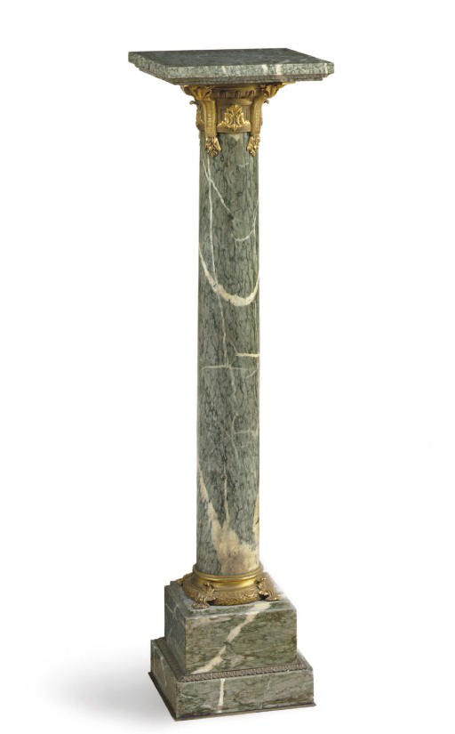 A FRENCH ORMOLU AND CIPPOLINO MARBLE PEDESTAL