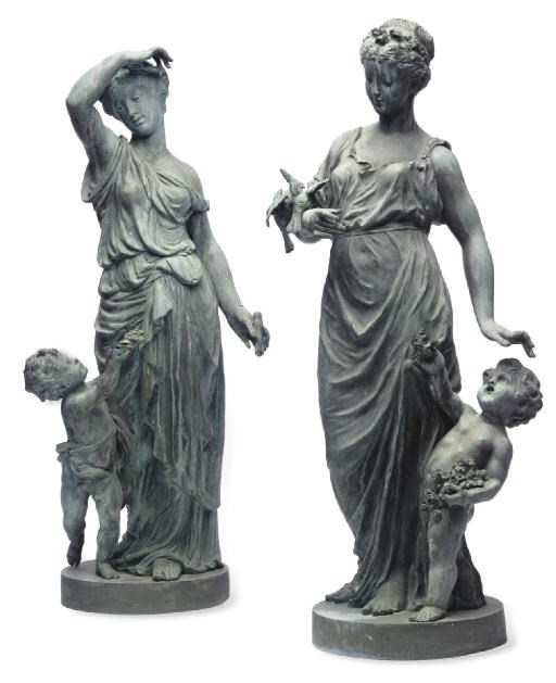A PAIR OF BRONZE FIGURES EMBLEMATIC OF SPRING AND SUMMER