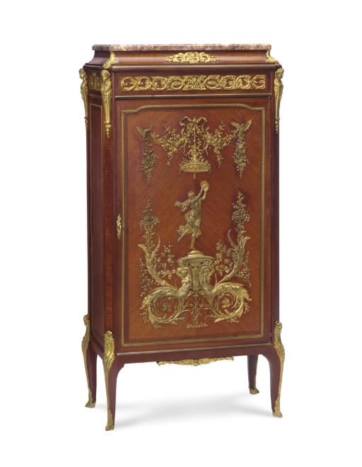 A LOUIS XVI STYLE ORMOLU-MOUNTED MAHOGANY AND TULIPWOOD SIDE-CABINET