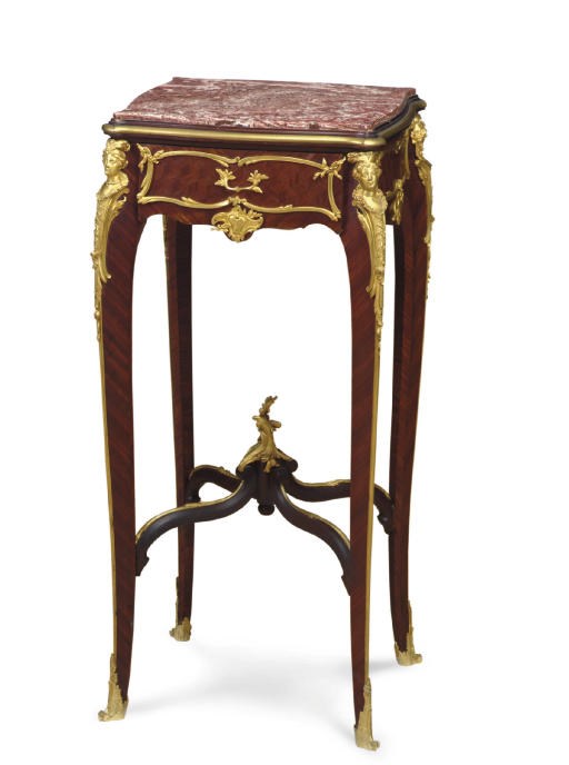 A LOUIS XVI STYLE ORMOLU-MOUNTED KINGWOOD AND PARQUETRY OCCASIONAL TABLE