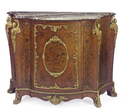 A NAPOLEON III ORMOLU-MOUNTED MAHOGANY AND MARQUETRY SIDE-CABINET