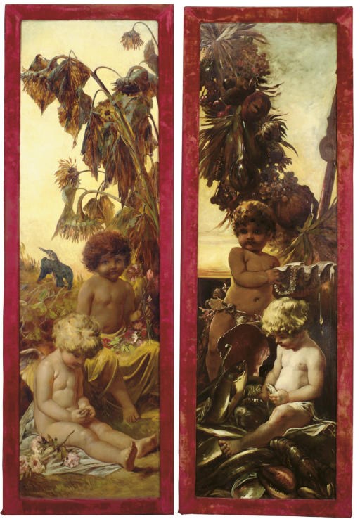 A PAIR OF RECTANGULAR PAINTINGS ON CANVAS