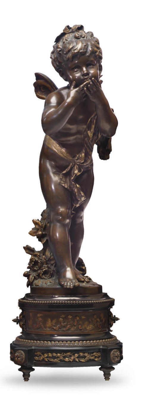 A FRENCH PARCEL-GILT BRONZE FIGURE OF PSYCHE