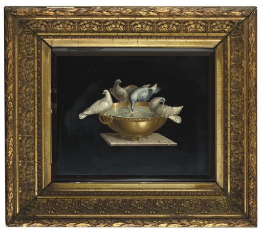 A ROMAN MICROMOSAIC PLAQUE DEPICTING THE DOVES OF PLINY