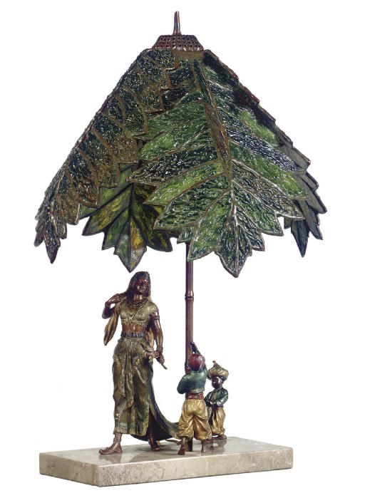 AN AUSTRIAN COLD-PAINTED BRONZE TABLE-LAMP