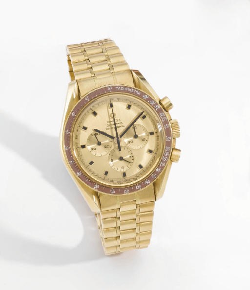 Omega. A fine and rare 18K gold limited edition water-resistant chronograph wristwatch with bracelet