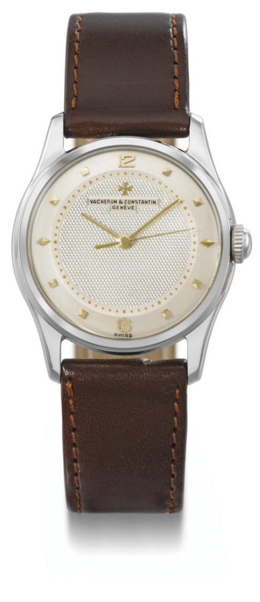 Vacheron Constantin. An unusual stainless steel mid-size water-resistant wristwatch with sweep centre seconds and engine-turned dial