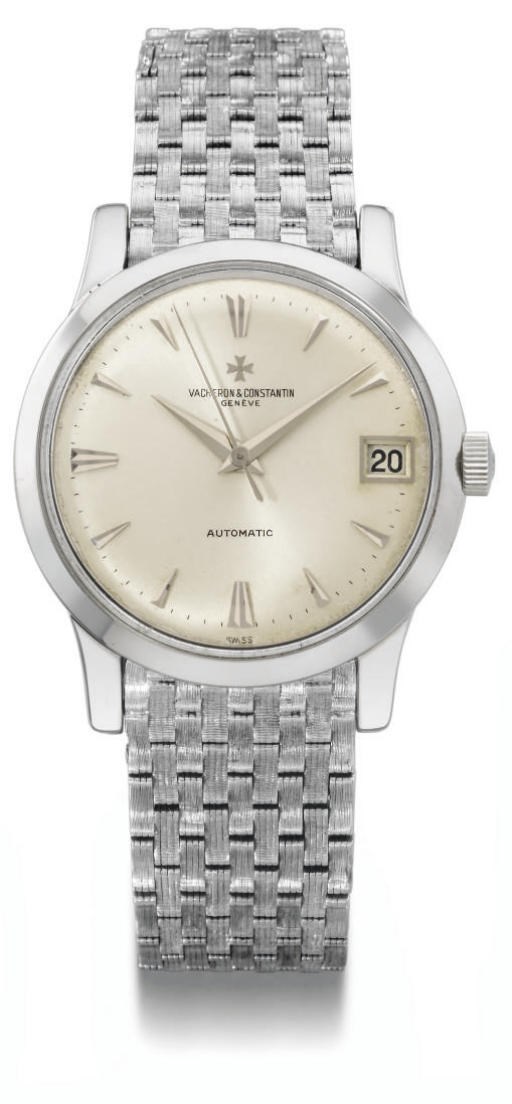 Vacheron Constantin. A fine and rare 18K white gold self-winding water-resistant wristwatch with sweep centre seconds, date and bracelet
