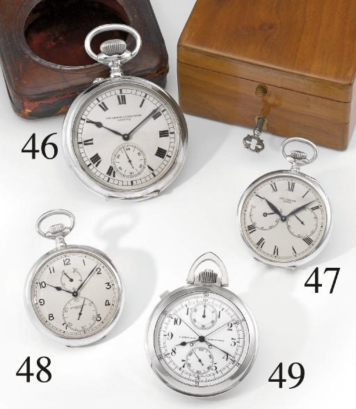 Leroy & Cie. A rare, large and unusual silver openface split seconds chronograph keyless lever deck watch with Guillaume balance