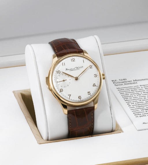 IWC. A fine, rare and large 18K pink gold limited edition minute repeating wristwatch