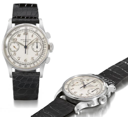 Patek Philippe. A very fine and rare stainless steel chronograph wristwatch with Breguet numerals