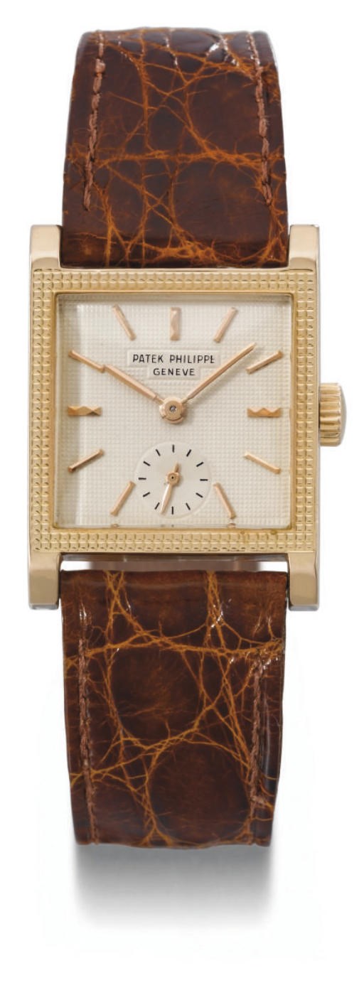 Patek Philippe. A fine 18K pink gold square wristwatch