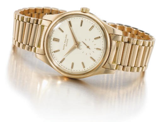 Patek Philippe. A very fine and rare 18K pink gold self-winding water-resistant wristwatch with enamel dial and bracelet