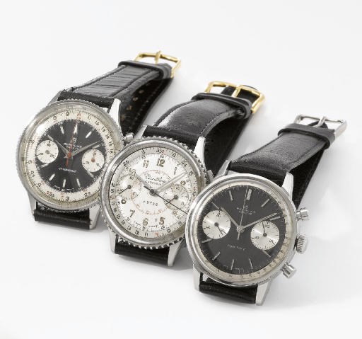 Breitling. A lot of three stainless steel chronograph wristwatches