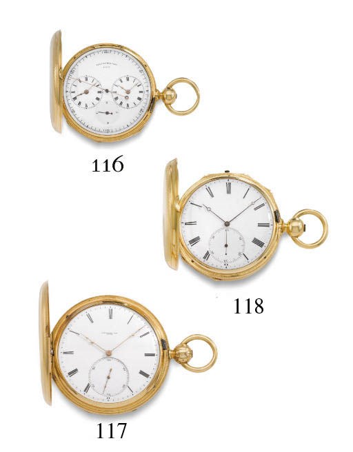 Matile. An 18K gold hunter case pocket chronometer with pivoted detent escapement, made for the American Market