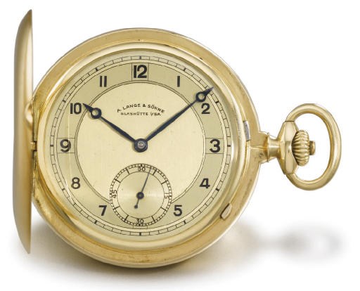 A. Lange & Söhne. A 14K gold hunter case keyless lever watch