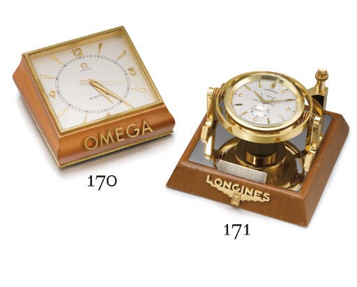 Longines. An unusual gilt brass 2-day display deck watch with hack feature and up and down indicator, made for the Swedish Market