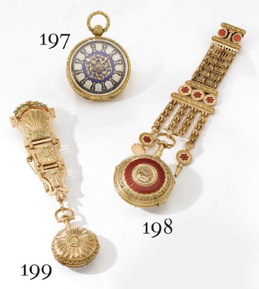 Le Roy & Fils. A fine 18K two colour gold openface cylinder watch with chatelaine