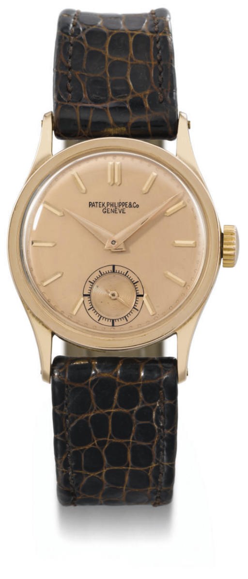 Patek Philippe. A fine 18K pink gold wristwatch with pink dial