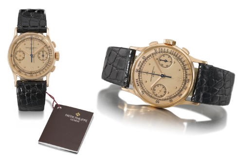 Patek Philippe. A very fine and rare 18K pink gold chronograph wristwatch with pink dial