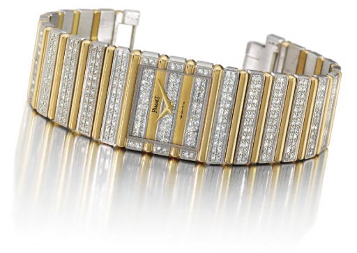 Piaget. An unusual 18K two-colour gold and diamond-set bracelet watch