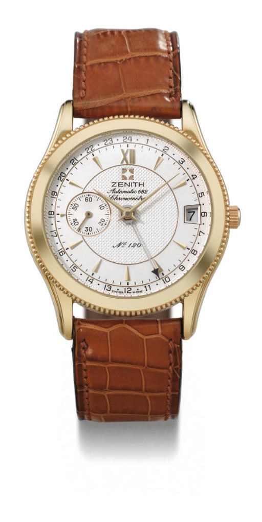 Zenith. A fine 18K gold limited edition self-winding wristwatch with 24 hour display and date